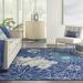 Nourison Passion Floral Grey Area Rug Navy/Ivory - 9 x 12'