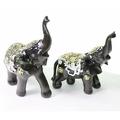 Set of 2 Feng Shui Black Elephants Trunk Statue Lucky Figurine Gift Home Decor BN33135