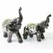 Set of 2 Feng Shui Black Elephants Trunk Statue Lucky Figurine Gift Home Decor BN33135