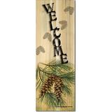 WGI-GALLERY Welcome Pine Cone Painting Print Plaque