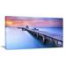 DESIGN ART Beach with Blue Waters and Wood Bridge - Sea Pier Wall Art Canvas Print 20 in. wide x 12 in. high