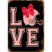 7 x 10 METAL SIGN - Football Love Pink Bow Helmet (Dark Background) - Vintage Rusty Look