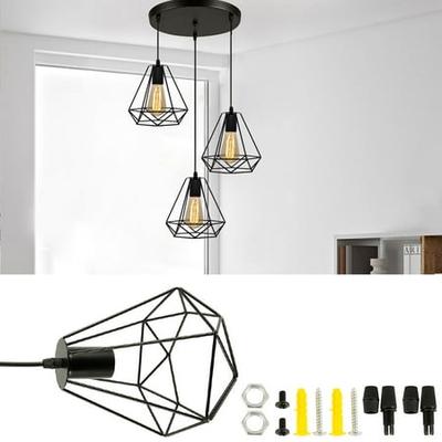 Wire Lamp Shade Frame Ceiling Loft Hanging Pendant Light Shade Vintage decor 