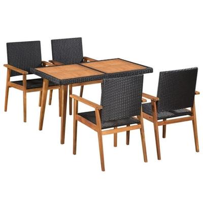 Best Ing 5 Piece Outdoor Dining Set Poly Rattan Black And Brown Accuweather - Cambridge 5 Piece Brown Wicker Outdoor Patio Dining Set