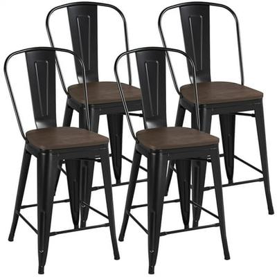Smilemart 4pcs Metal Bar Stools, Smilemart Industrial Modern Metal Dining Chairs Set Of 4 Black