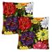 Toland Home Garden Set of 2 Zippy Zinnias Spring Pillow Covers 18x18 Inch Flower Throw Pillows