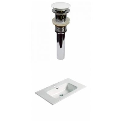 24.16-in. W 1 Hole Ceramic Top Set In White Color - Overflow Drain Incl. - American Imaginations AI-30556