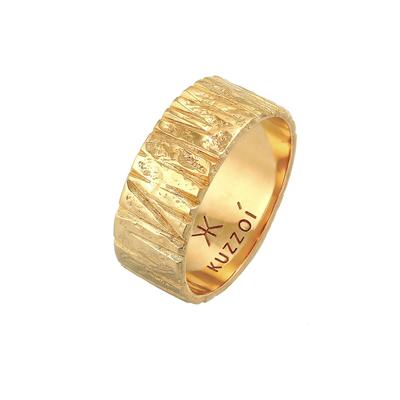 KUZZOI - Bandring Breit Struktur Gehämmert 925 Silber Ringe 1 ct Herren Image