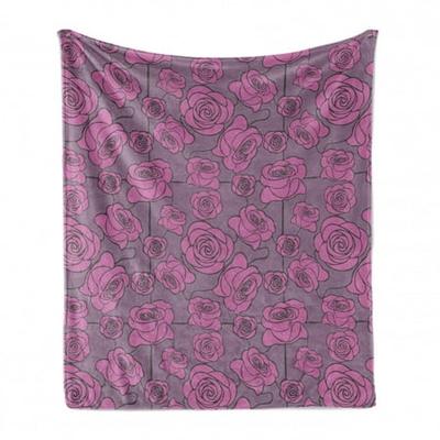 Abstract Geometric Motifs with Hatched Style in Purple Pink Tones Pale Mauve and Pale Fuchsia Ambesonne Colorful Soft Flannel Fleece Throw Blanket Cozy Plush for Indoor and Outdoor Use 50 x 60 