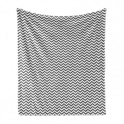 60 x 80 Ambesonne Geometric Soft Flannel Fleece Throw Blanket Cozy Plush for Indoor and Outdoor Use Charcoal Grey and White Monochrome Style Composition of Various Shapes Zigzags and Stripes 
