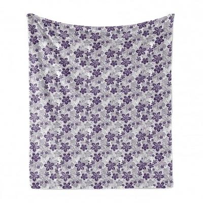 Graphic Abstract Gardening Theme with Petals and Curves Cozy Plush for Indoor and Outdoor Use 60 x 80 Purple Grey Purple Ambesonne Floral Soft Flannel Fleece Throw Blanket 