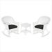 3pc White Rocker Wicker Chair Set With Black Cushion