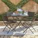 Belleze Bistro Set Folding Table & Chair Dining Rattan Wicker Outdoor Furniture Seat 5PC