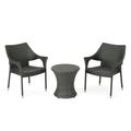 Johan Outdoor 3 Piece Wicker Stacking Chair Chat Set with Flared Table Gray