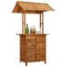 Anself Patio Bar Table with Rooftop Acacia Wood Bistro Table for Garden Yard Terraces Outdoor Furniture 48 x 41.7 x 85.4 Inches (W x D x H)