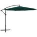 Dcenta Offset Cantilever Umbrella 137.8 Inches Green with 8 Ribs for Garden Deck Backyard Pool and Beach