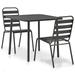 Anself 3 Piece Bistro Set Steel Table and 2 Stacking Chairs Outdoor Dining Set Dark Gray for Patio Balcony Garden Yard Lawn Terrace