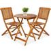 Best Choice Products 3-Piece Acacia Wood Bistro Set Folding Patio Furniture w/ 2 Chairs Table Teak Finish - Natural