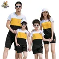 Tenues assorties pour la famille ensemble de chemises et shorts en coton pour père garçon mère