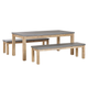 Gartenmöbel Set Tisch 2 Bänken Grau / Heller holzfarbton Faserzement / Akazienholz Indoor & Outdoor Garten Schlafzimmer Wohnzimmer