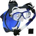 Snorkel Set w/ Fins Snorkel Mask for Snorkeling Scuba Diving Blue-MLXL