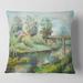 Designart 'Bridge On The River In Rustic Landscape' Lake House Printed Throw Pillow