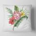 Designart 'Flowers Bouquet With Protea Hibiscus Plumeria' Traditional Printed Throw Pillow