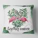 Designart 'Flamingo Floral Heart With Eucalyptus Leaves' Traditional Printed Throw Pillow