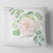 Designart 'Pink Roses Flowers and Eucalyptus Leaves Bouquet' Traditional Printed Throw Pillow