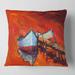 Designart 'Boats Resting On The Water Near Coastal Town IV' Nautical & Coastal Printed Throw Pillow