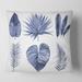 Designart 'Tropical Blue Watercolour Leaves IV' Traditional Printed Throw Pillow