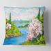 Designart 'Spring Landscape Under A Bright Blue Sky' Traditional Printed Throw Pillow