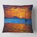 Designart 'Boat During Evening Glow At The Lake IX' Nautical & Coastal Printed Throw Pillow