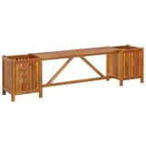 vidaXL Patio Bench with 2 Planters 59.1"x11.8"x15.7" Solid Acacia Wood - 59" x 11.8" x 15.7"