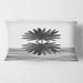Designart 'Black and White Tropical Leaf On Striped II' Modern Printed Throw Pillow