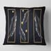 Designart 'Black Tropical Leaves With Golden Rectangles' Modern Printed Throw Pillow
