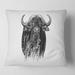 Designart 'Monochrome Portrait Of Buffalo IV' Farmhouse Printed Throw Pillow