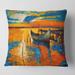 Designart 'Boat During Evening Glow At The Lake VII' Nautical & Coastal Printed Throw Pillow