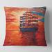 Designart 'Frigat During Evening Glow On The Ocean Horizon' Nautical & Coastal Printed Throw Pillow