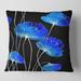 Designart 'Detail Of Blue Flowers On Black II' Traditional Printed Throw Pillow