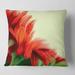 Designart 'Red Floral On Green' Traditional Printed Throw Pillow