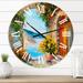 Designart 'House Near The Sea Colorful Flowers Summer Seas' Nautical & Coastal wall clock