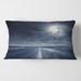 Designart 'Asphalt Road Under Cloudy Full Moon I' Nautical & Coastal Printed Throw Pillow