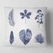 Designart 'Abstract Blue Set Of Plant Leaves' Traditional Printed Throw Pillow