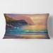 Designart 'Romantic Beach During Warm Sunset' Nautical & Coastal Printed Throw Pillow