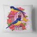 Designart 'Two Blue & Yellow Tit Birds Sitting Near The Nest' Traditional Printed Throw Pillow