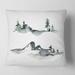 Designart 'Winter Dark Blue Mountain Landscape With Trees I' Modern Printed Throw Pillow