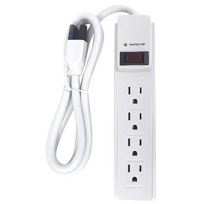 POWER FIRST 52NY67 Surge Protector Outlet Strip,4 ft.,White
