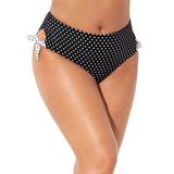 Plus Size Women's Bow High Waist Brief by Swimsuits For All in White Black Polka Dot (Size 22)