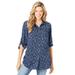 Plus Size Women's Utility Button Down Shirt by Woman Within in Navy Floral (Size 38/40)